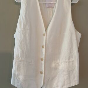 Women's MNG 100% Linen Suit Vest White XXL